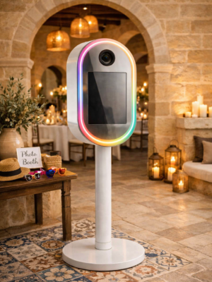 Modern wedding photo booth setup at event in Malta by Celebright Rentals