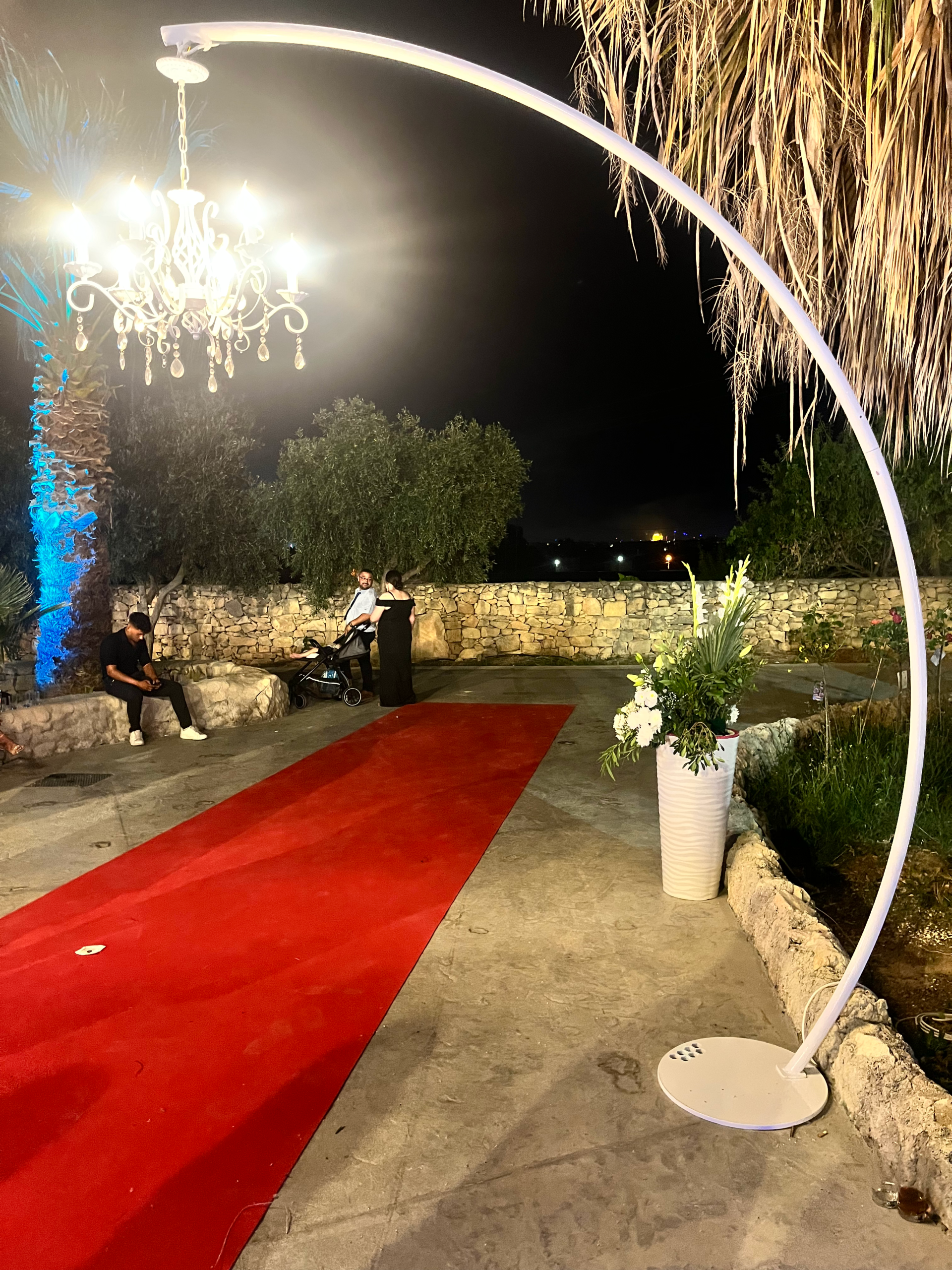Luxury red carpet entrance setup for wedding and events in Malta by Celebright Rentals